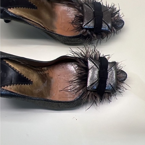 Emporio Armani Black Heels with Sculptural Metallic Heel and Glossy Finish - Picture 7 of 8